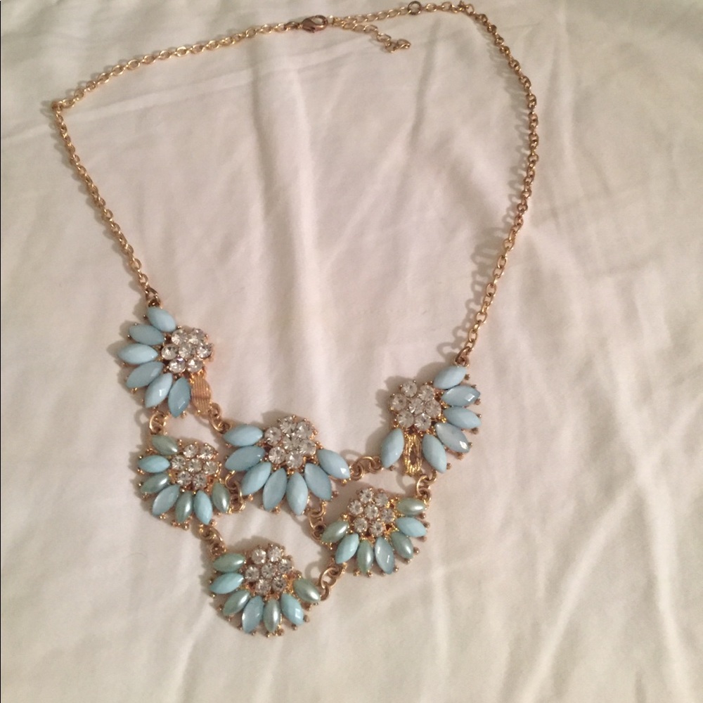 Cute mint green jeweled statement necklace